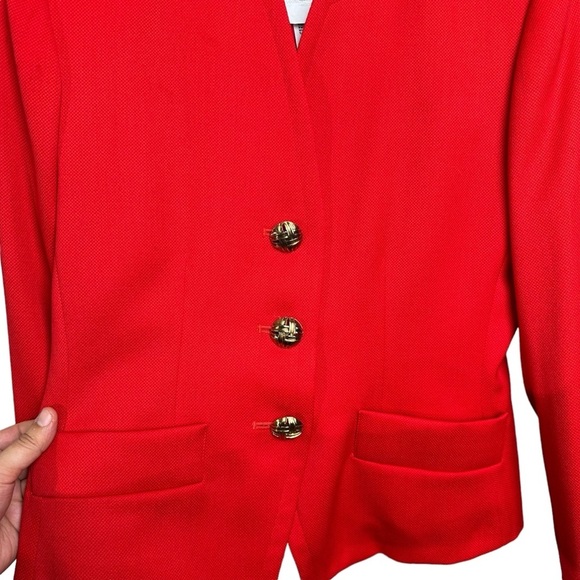 Vintage YSL Encore Size 10 Wool Two Piece Suit Red 90s Power Glam Office Bold - Picture 7 of 16
